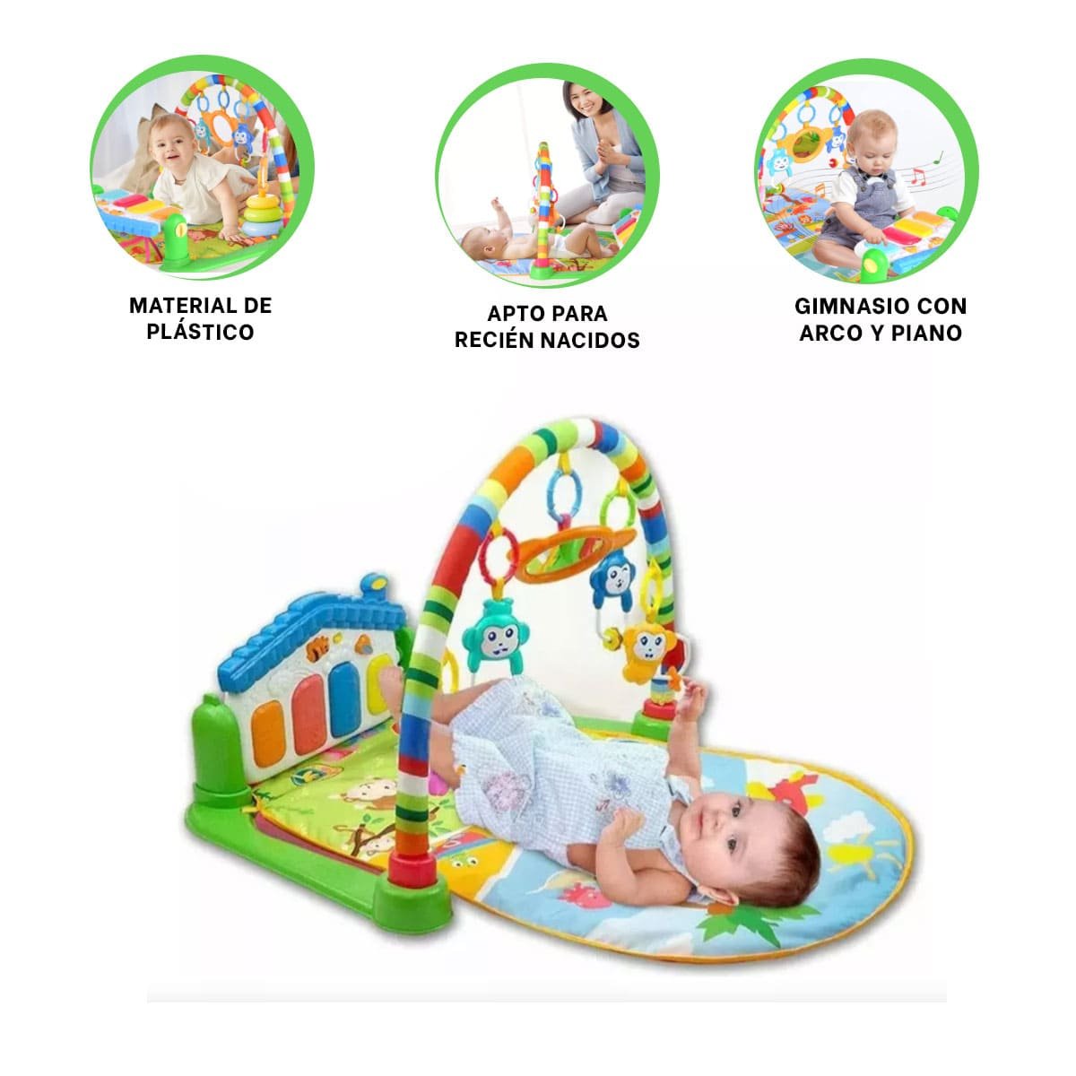 AREA DE JUEGO MUSICAL CON ARCO PIANO VERDE HUANGER - 3
