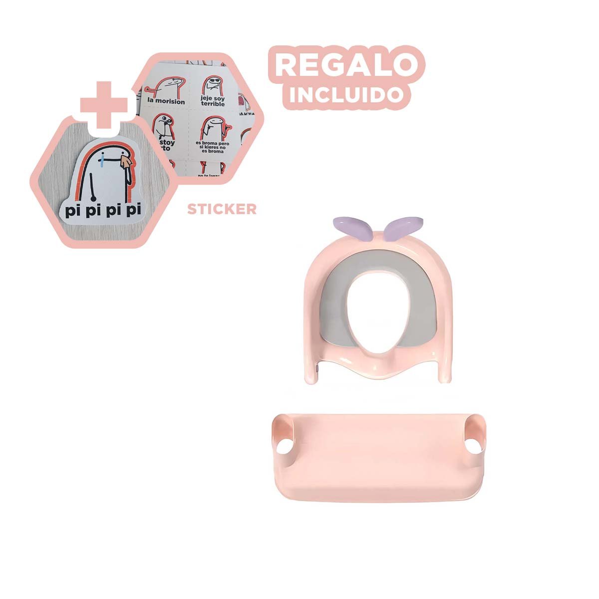 COMPLEMENTO DE BANO INFANTIL CON ESCALERA ROSADO Y LILA Y+REGALO STICKER - 1
