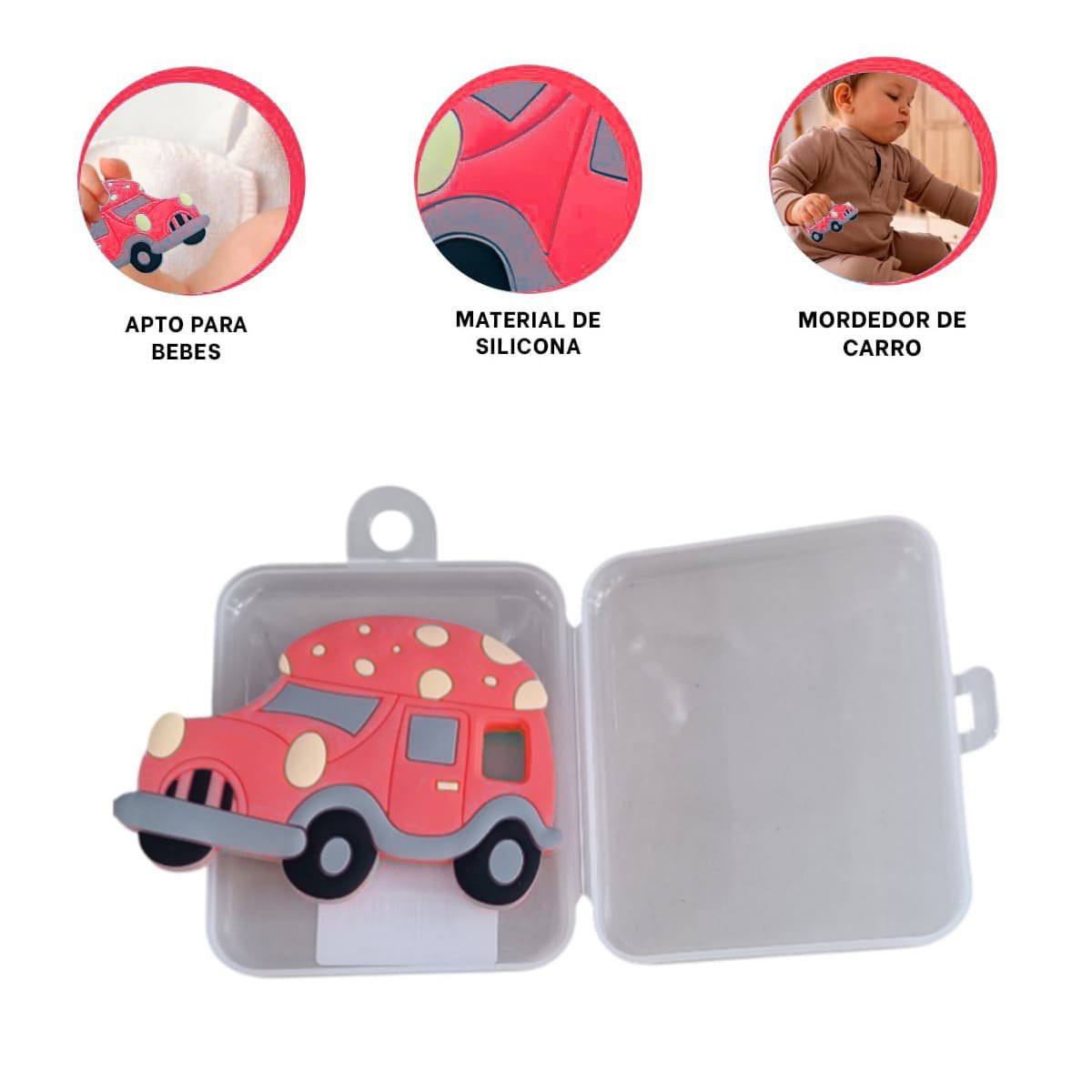 PRODUCTO DE DENTICION INFANTIL EN SILICONA CON PUNTOS ROJO - 3