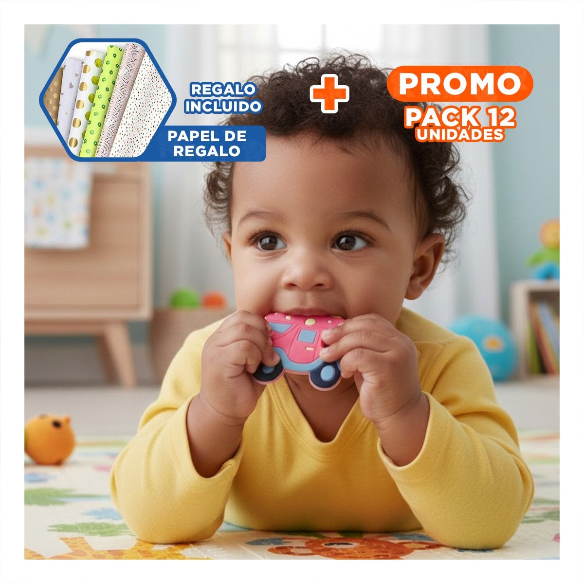 PACK12 RECURSO SENSORIAL INFANTIL DE SILICONA CON PUNTOS ROJO Y+PAPEL REGALO - 1