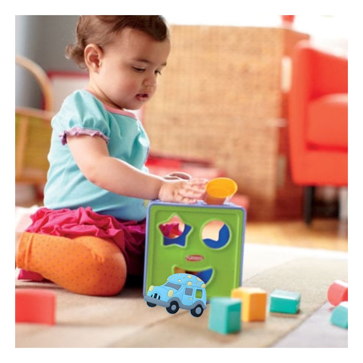 PACK2 SOLUCION SENSORIAL PARA BEBE EN SILICONA CARRO CELESTE Y+REGALO STICKER - 5