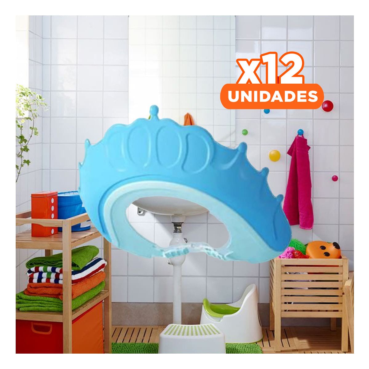 PACK12 SOPORTE DE DUCHA AJUSTABLE PARA NINOS CELESTE MOL 2 FACIL LIMPIEZA - 1