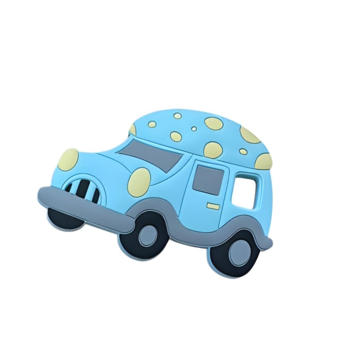 JUGUETE SENSORIAL DE SILICONA CON DISEÑO DE CARRO CELESTE Y+REGALO STICKER - 3