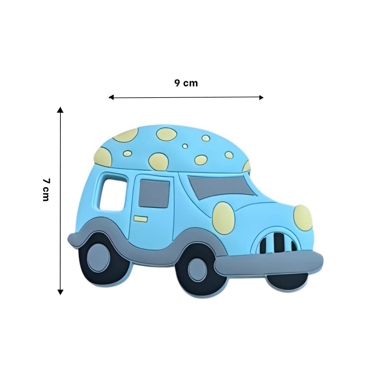 JUGUETE SENSORIAL DE SILICONA CON DISEÑO DE CARRO CELESTE Y+REGALO STICKER - 4