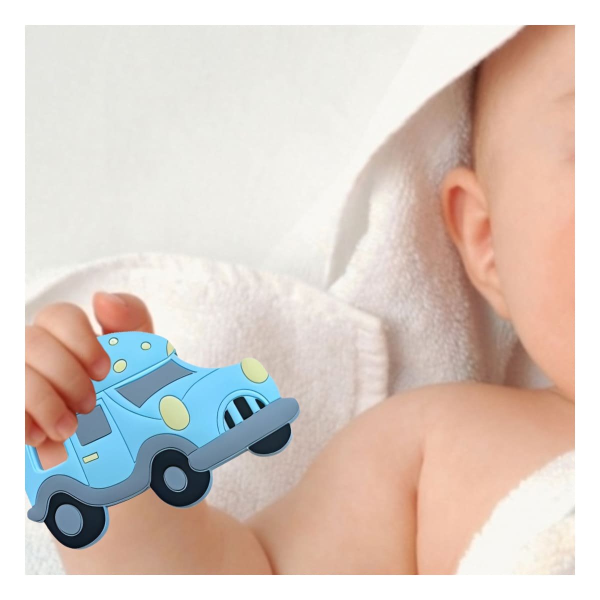 JUGUETE SENSORIAL DE SILICONA CON DISEÑO DE CARRO CELESTE Y+REGALO STICKER - 5