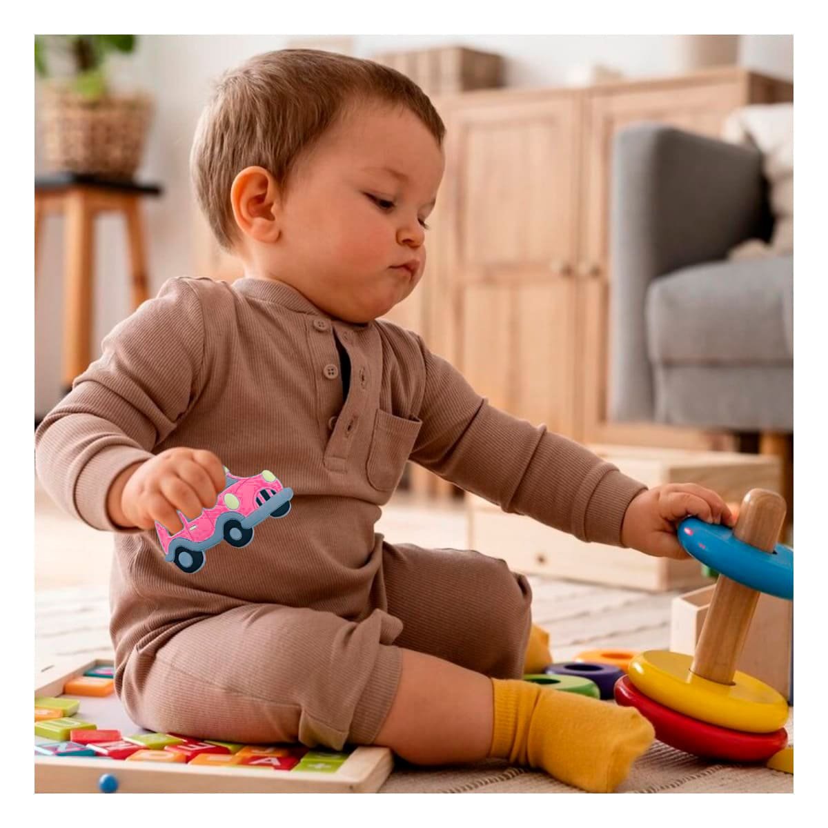 HERRAMIENTA SENSORIAL DE SILICONA CON FORMA DE CARRO ROSADO Y+PAPEL REGALO - 3