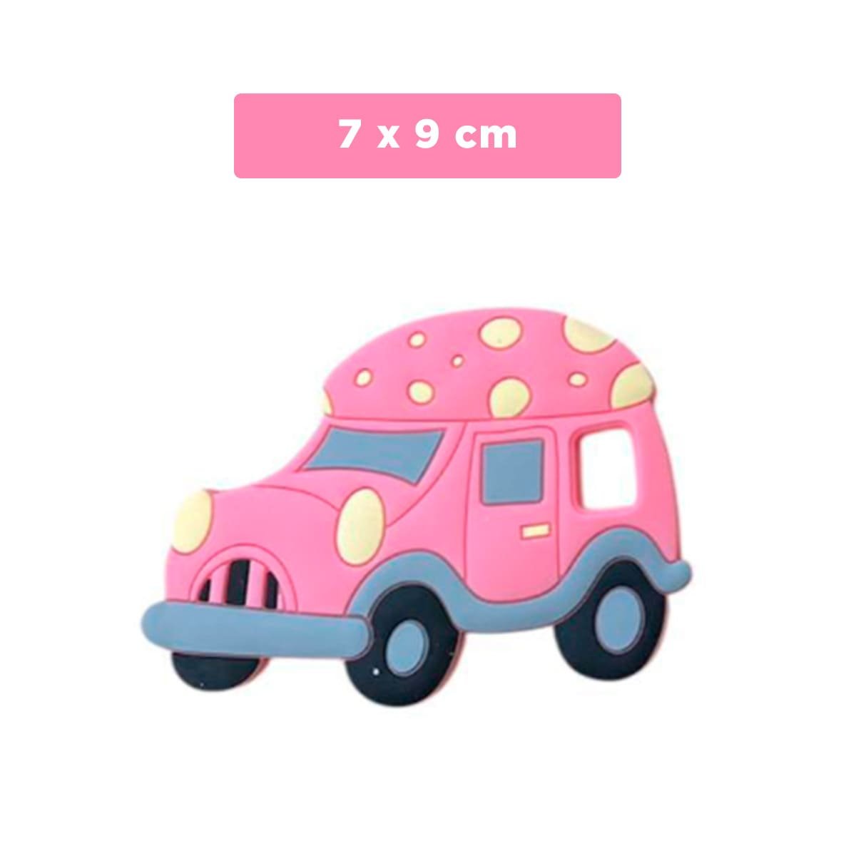 PACK4 RECURSO DE DENTICION CON DISEÑO DE CARRO EN SILICONA ROSADO Y+REGALO STICKER - 4