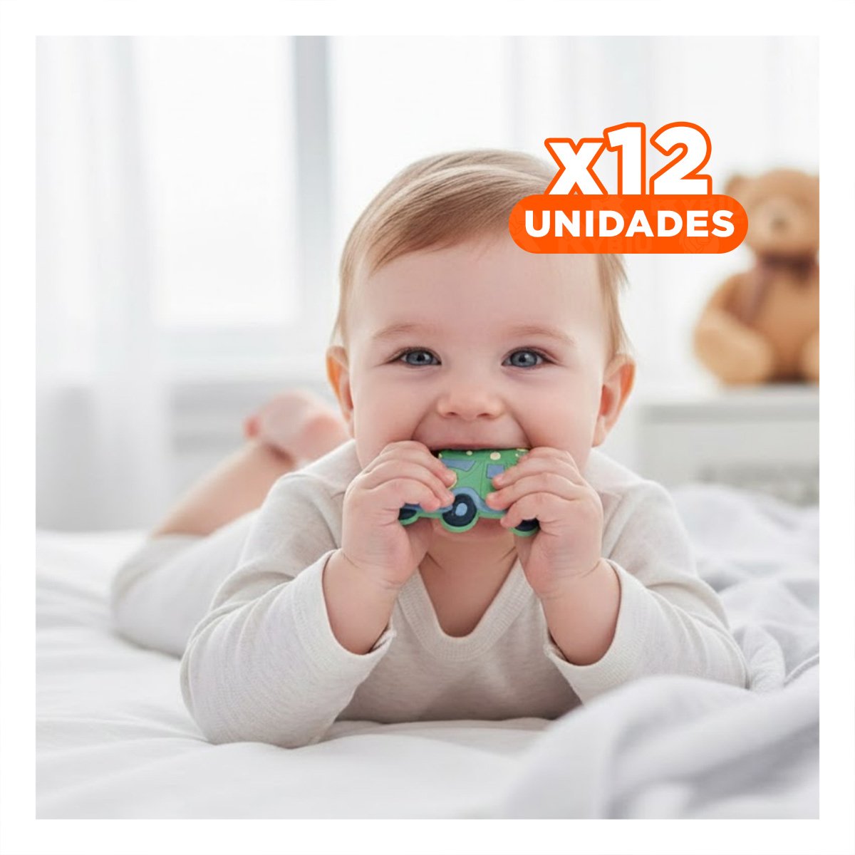 PACK12 HERRAMIENTA DE DENTICION SENSORIAL EN SILICONA CARRO VERDE - 1