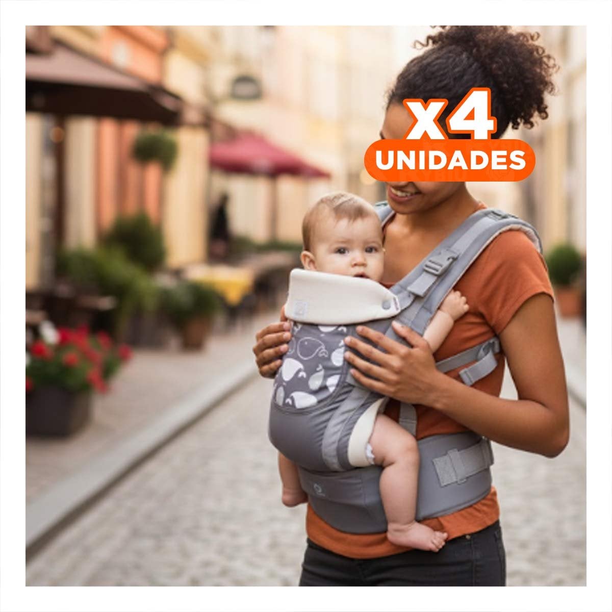 PACK4 CARGADOR ERGONOMICO PARA BEBE 3 EN 1 MODELO BALLENITA PLOMO - 1