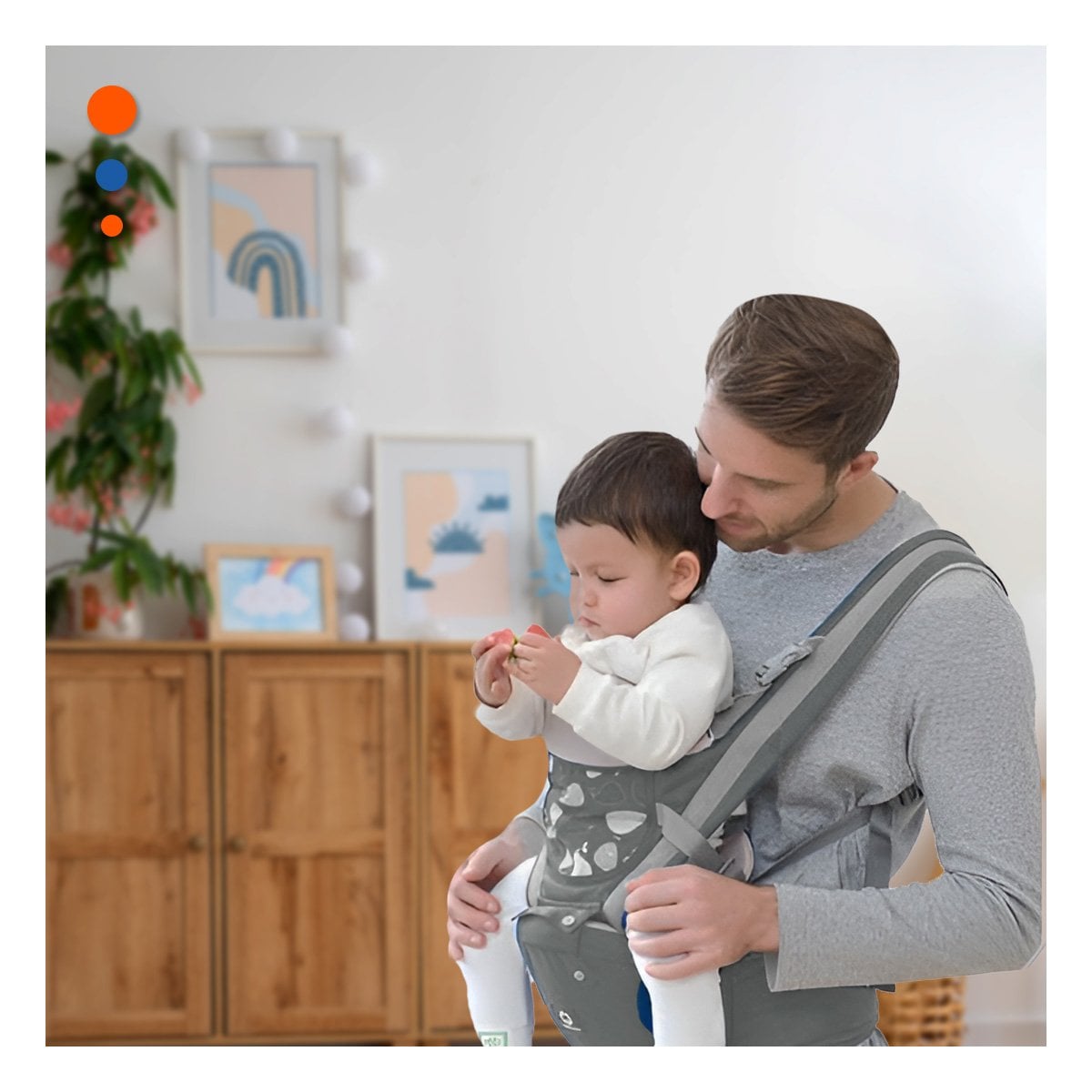 PACK4 CARGADOR ERGONOMICO PARA BEBE 3 EN 1 MODELO BALLENITA PLOMO - 5