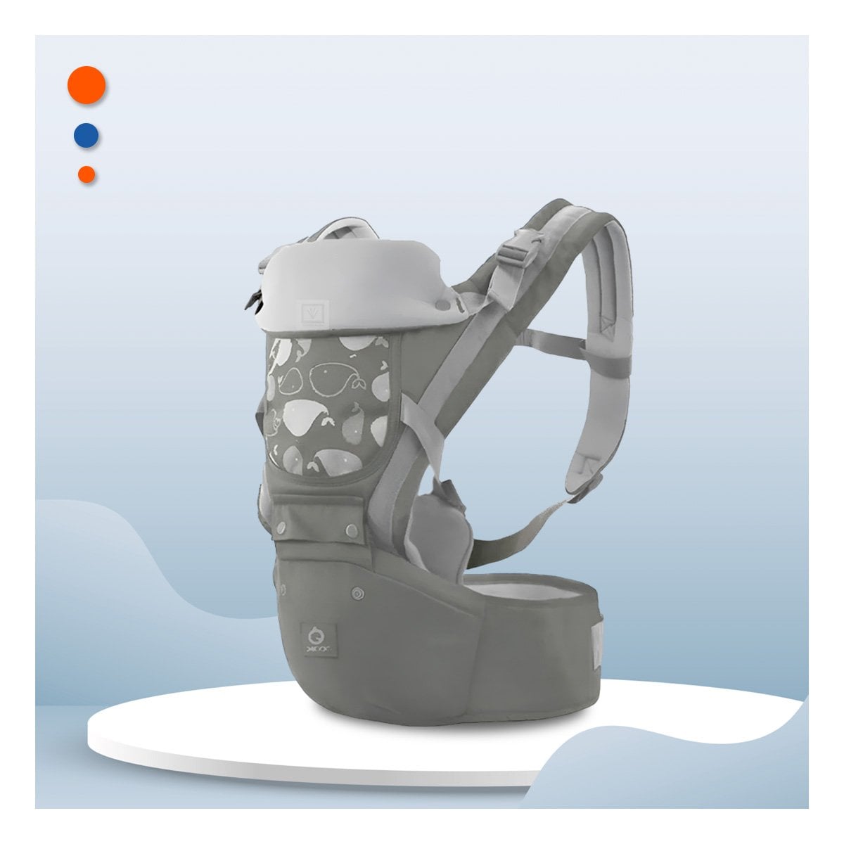PACK4 ARNES ERGONOMICO PARA BEBE 3 EN 1 MODELO BALLENITA PLOMO Y+PAPEL REGALO - 5