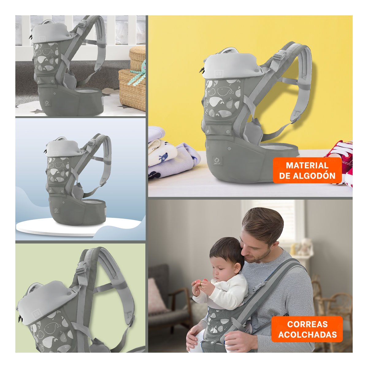 ARNES AJUSTABLE PARA BEBE 3 EN 1 MODELO BALLENITA PLOMO Y+LIGAS REGALO - 5