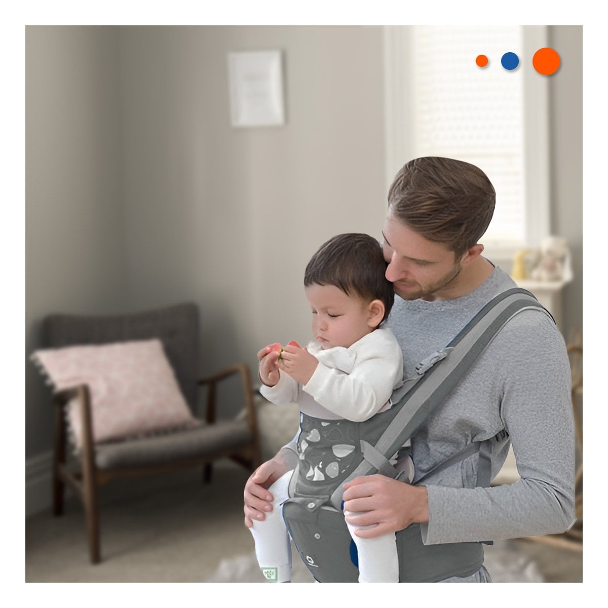 PACK2 CANGURO ERGONOMICO PARA BEBE 3 EN 1 MODELO BALLENITA PLOMO - 3