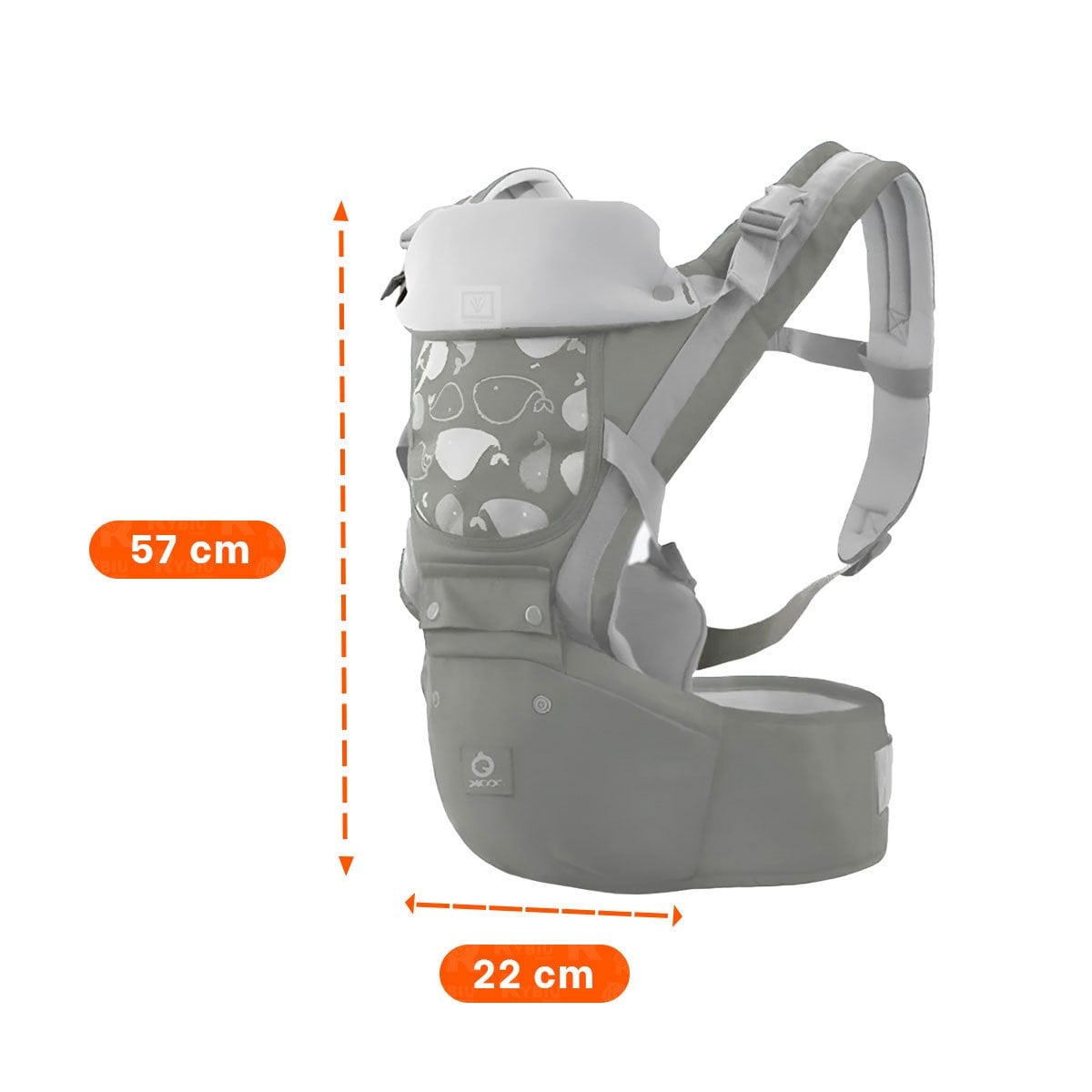 PACK2 CANGURO ERGONOMICO PARA BEBE 3 EN 1 MODELO BALLENITA PLOMO - 4