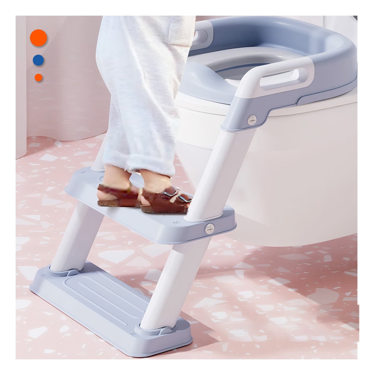PACK2 ADAPTADOR INFANTIL DE INODORO CON ESCALERA AZUL CLARO SEGURO Y+PAPEL REGALO - 2