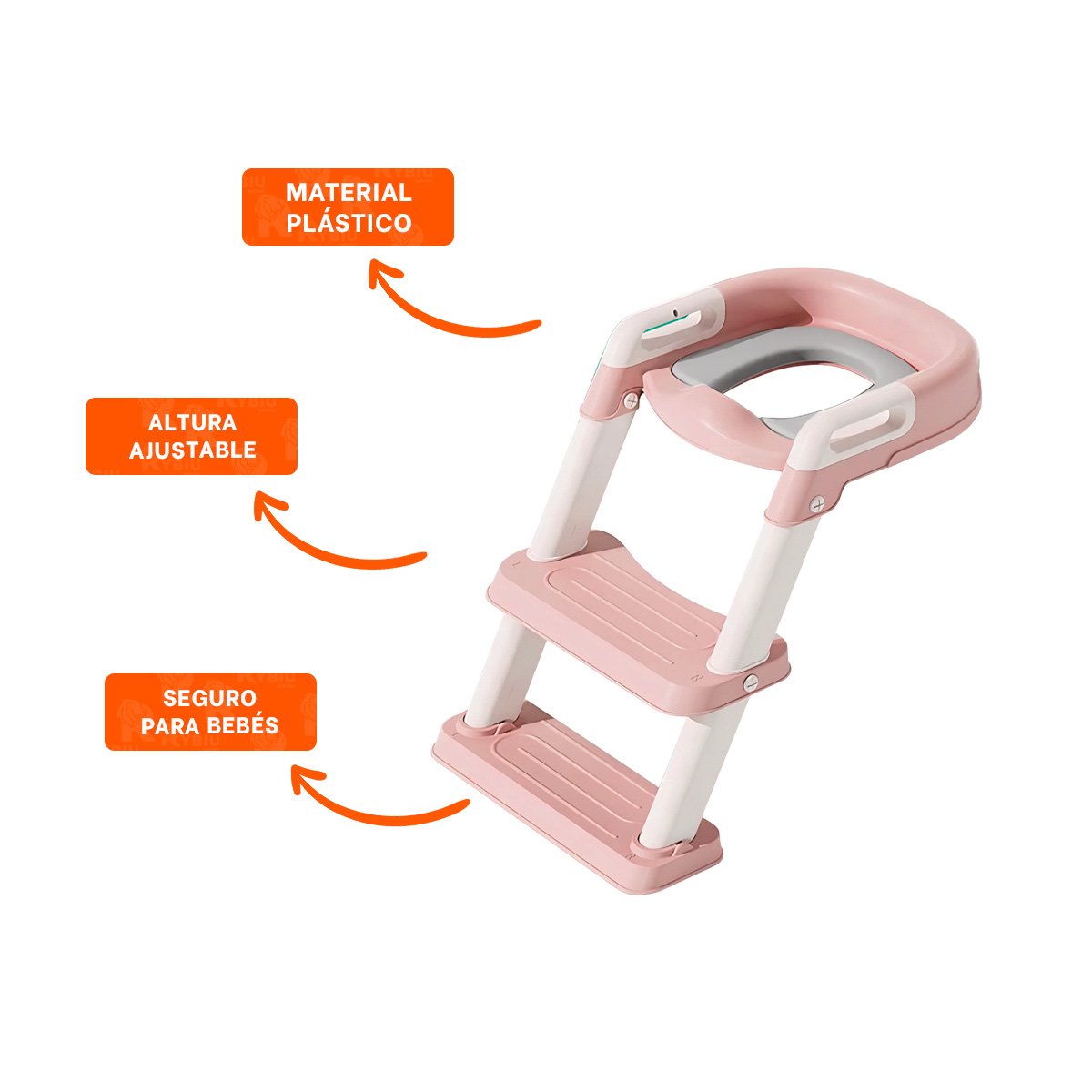 ASIENTO PARA BANO CON ESCALERA ROSADO PLEGABLE Y SEGURO PARA NINOS - 3