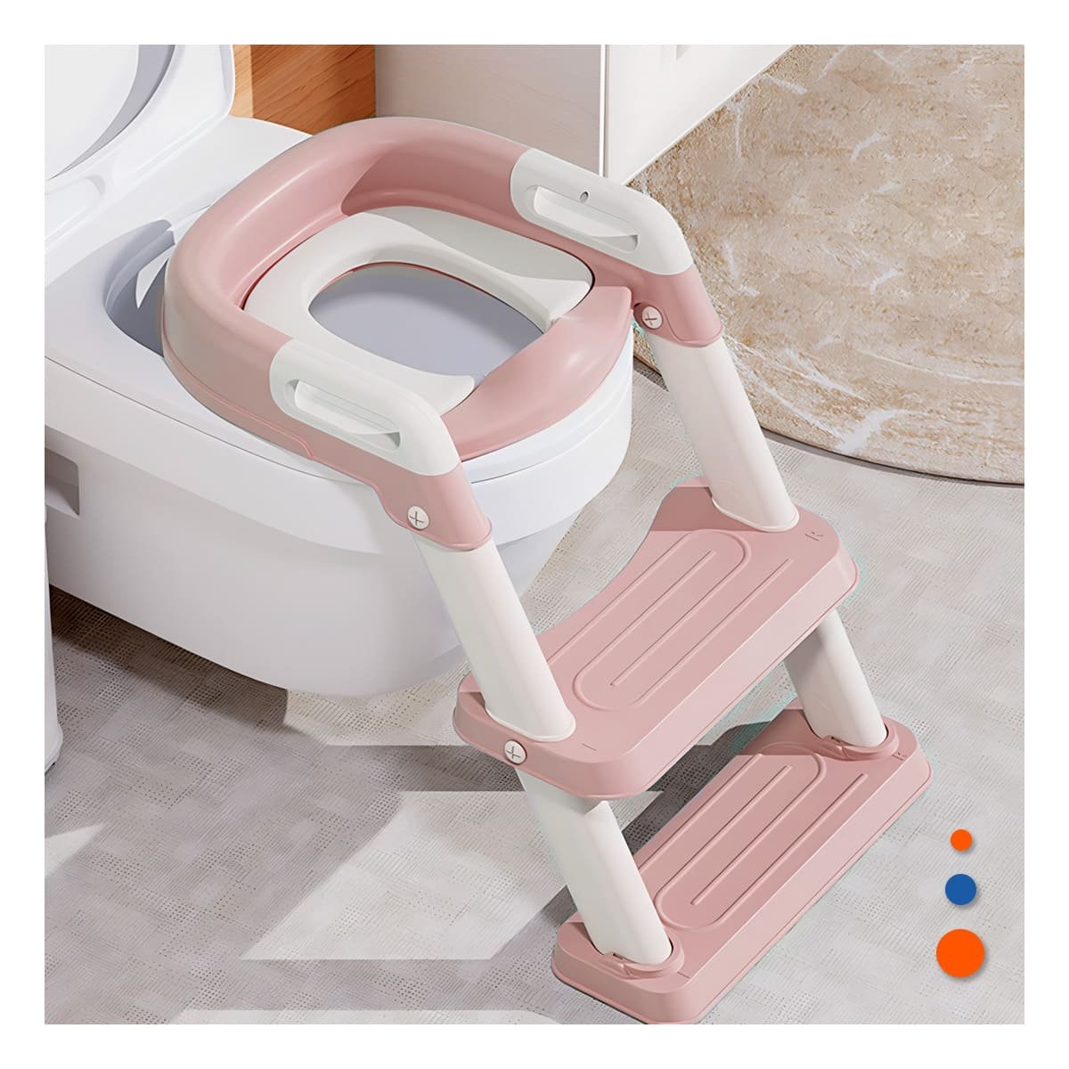 ELEVADOR PARA BANO CON ESCALERA ROSADO COMODO Y FACIL DE USAR Y+PAPEL REGALO - 3