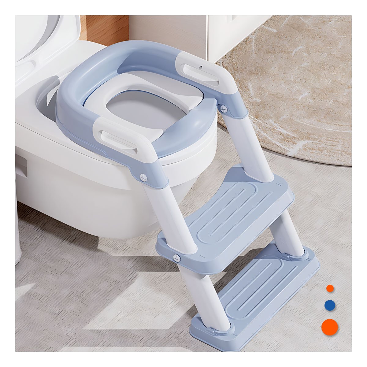 PACK2 ELEVADOR INFANTIL DE INODORO CON ESCALERA AZUL CLARO AJUSTABLE Y+REGALO STICKER - 5