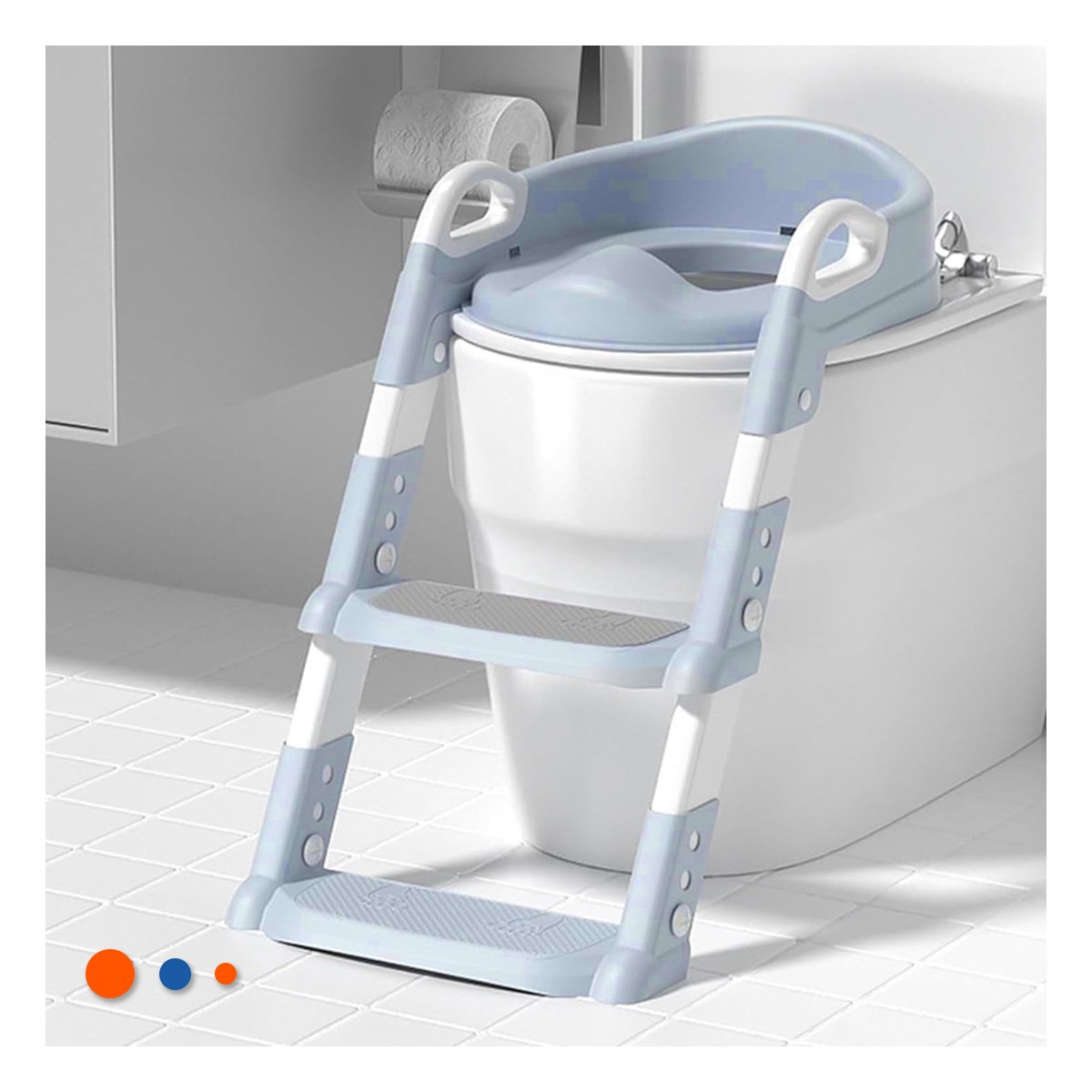 ELEVADOR ANTIDESLIZANTE DE INODORO CON ESCALERA AZUL CLARO Y+REGALO STICKER - 5