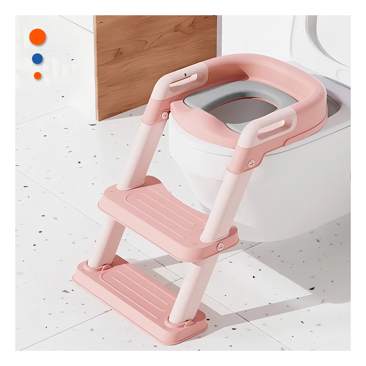 PACK2 ELEVADOR INFANTIL DE INODORO CON ESCALERA ROSADO ESTABLE Y SEGURO Y+PAPEL REGALO - 5