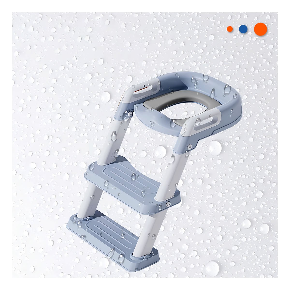 PACK2 ASIENTO INFANTIL DE INODORO CON ESCALERA AZUL CLARO PLEGABLE - 3