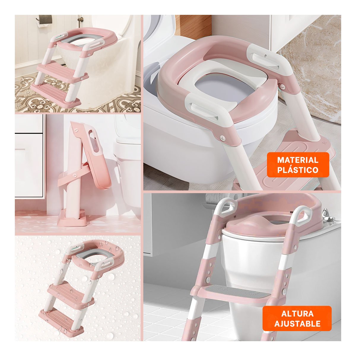 ADAPTADOR PARA BANO CON ESCALERA ROSADO PRACTICO Y DURADERO Y+POST IT - 1