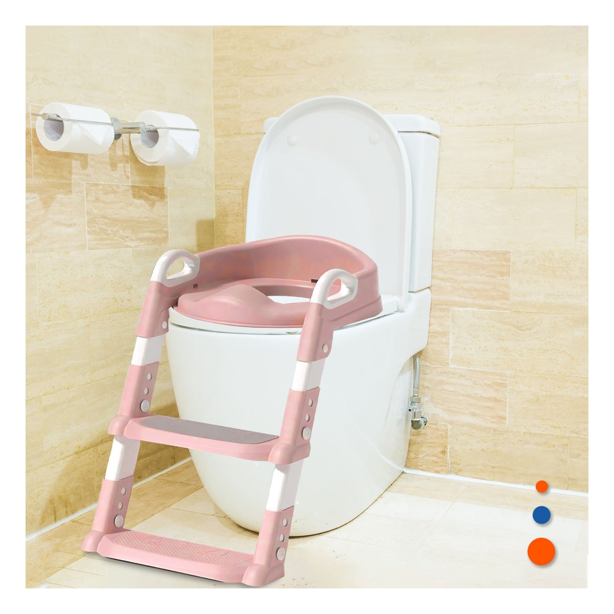 ADAPTADOR PARA BANO CON ESCALERA ROSADO PRACTICO Y DURADERO Y+POST IT - 3