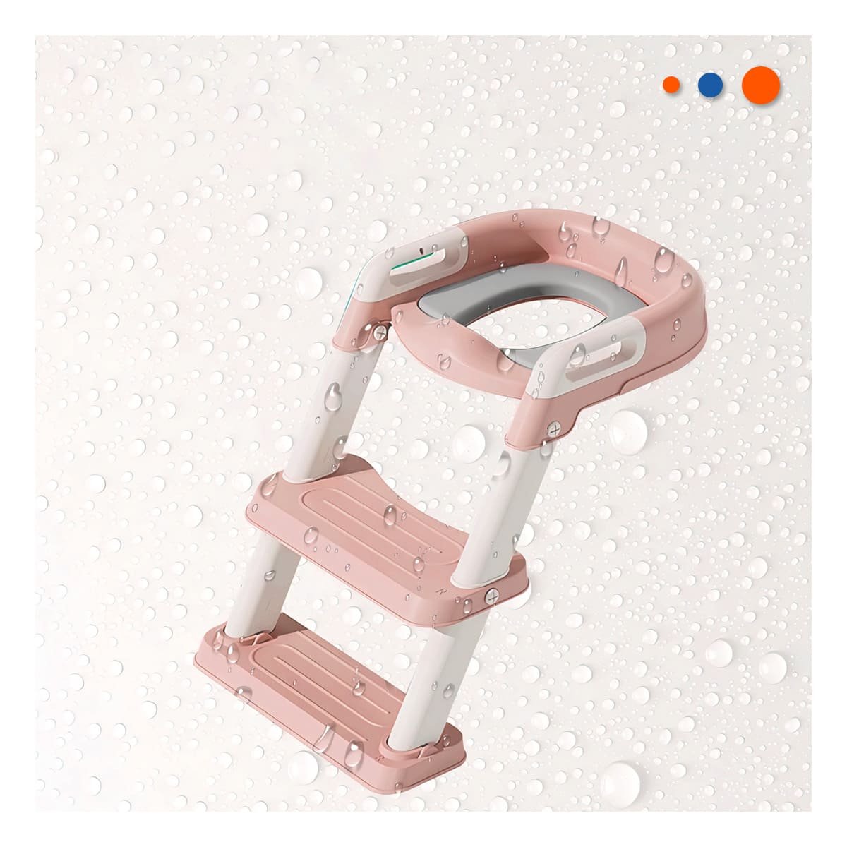 SILLA PARA BANO CON ESCALERA ROSADO AJUSTABLE Y ANTIDESLIZANTE Y+REGALO STICKER - 2