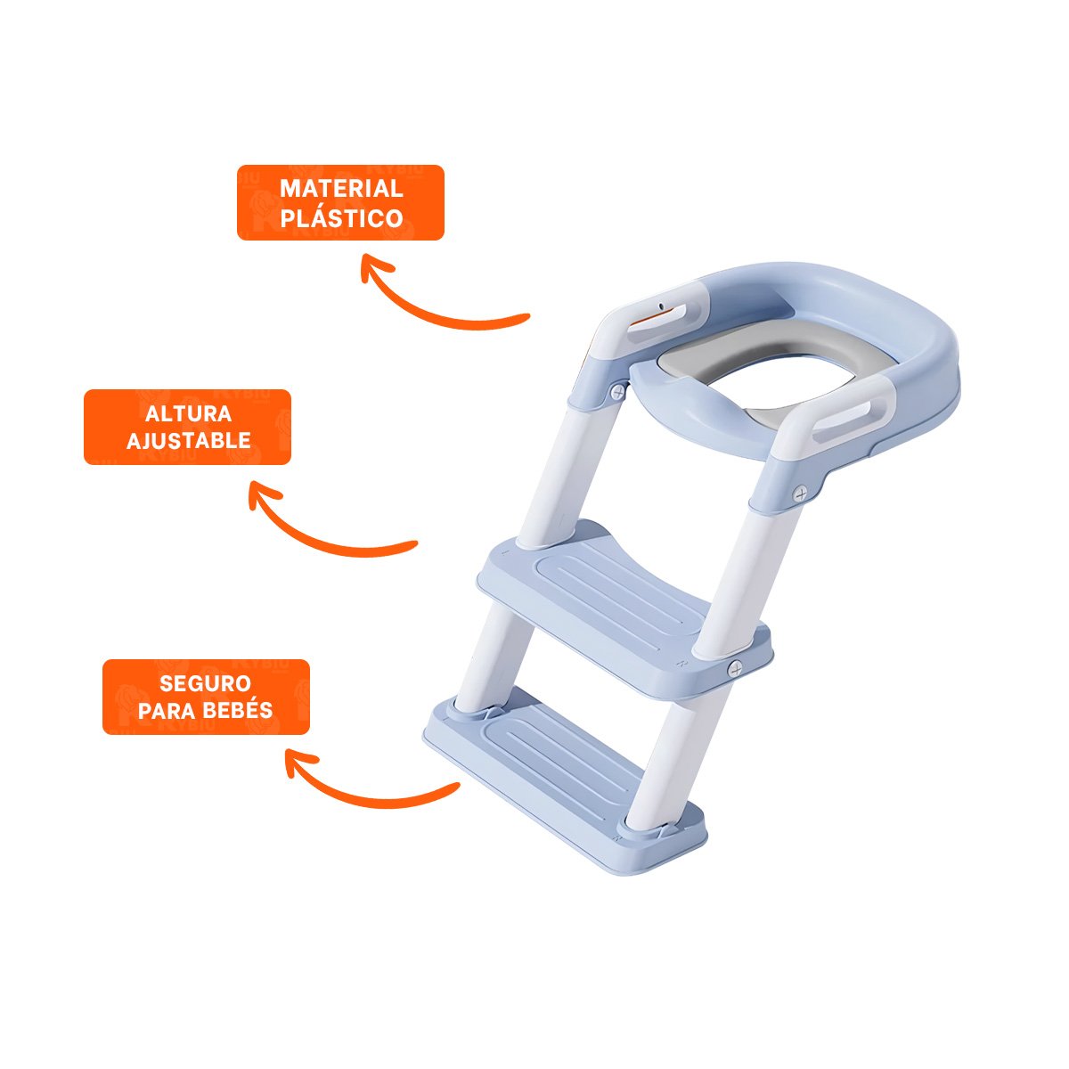 ASIENTO ANTIDESLIZANTE DE INODORO CON ESCALERA AZUL CLARO - 3