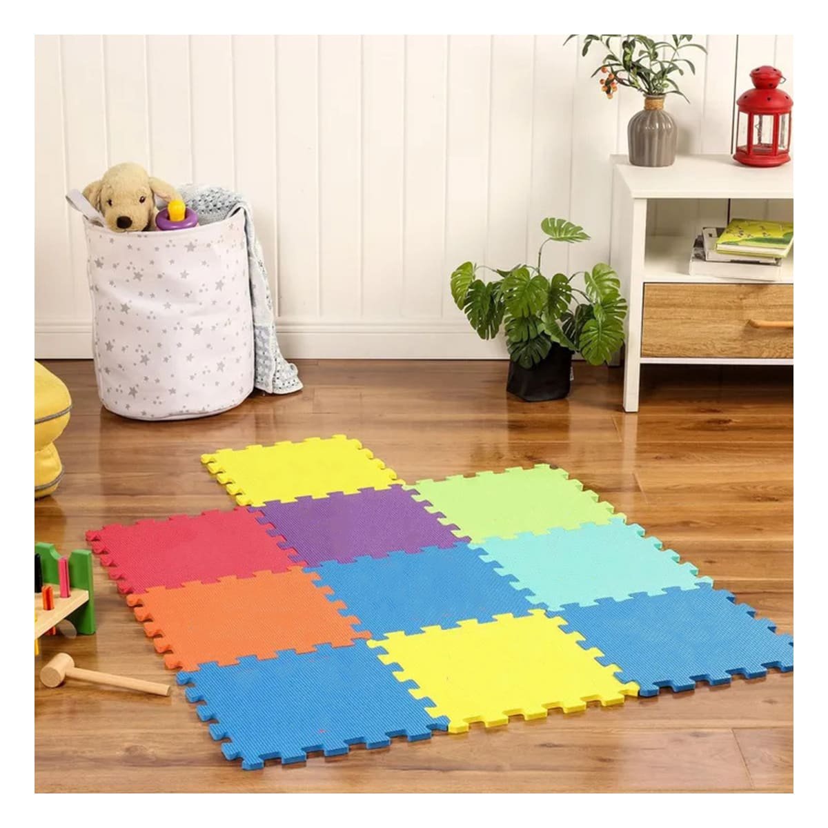 TAPIZ PISO PUZZLE 6 PZS 60X60X2CM MULTICOLOR PARA HABITACION Y+POST IT - 2