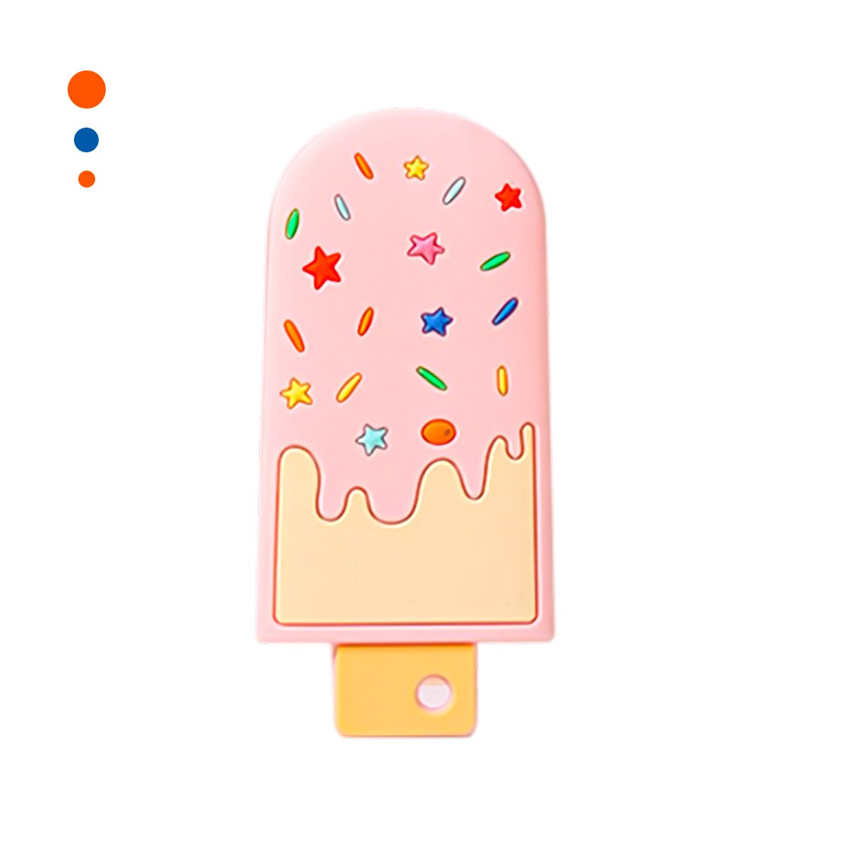 MORDEDOR DE SILICONA CON FORMA DE HELADO ROSADO CLARO SEGURO PARA BEBE Y+PAPEL REGALO - 1