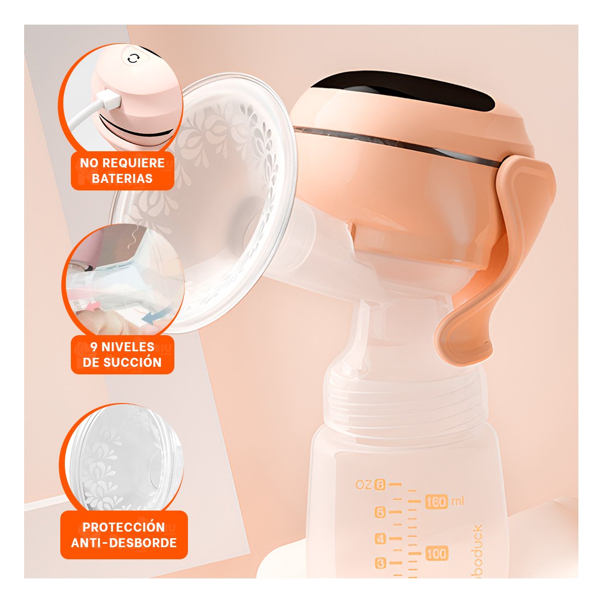 UNIDAD LACTANCIA ELECTRICO PORTATIL MELON MOVIL Y COMODO PARA USO Y+PAPEL REGALO - 5