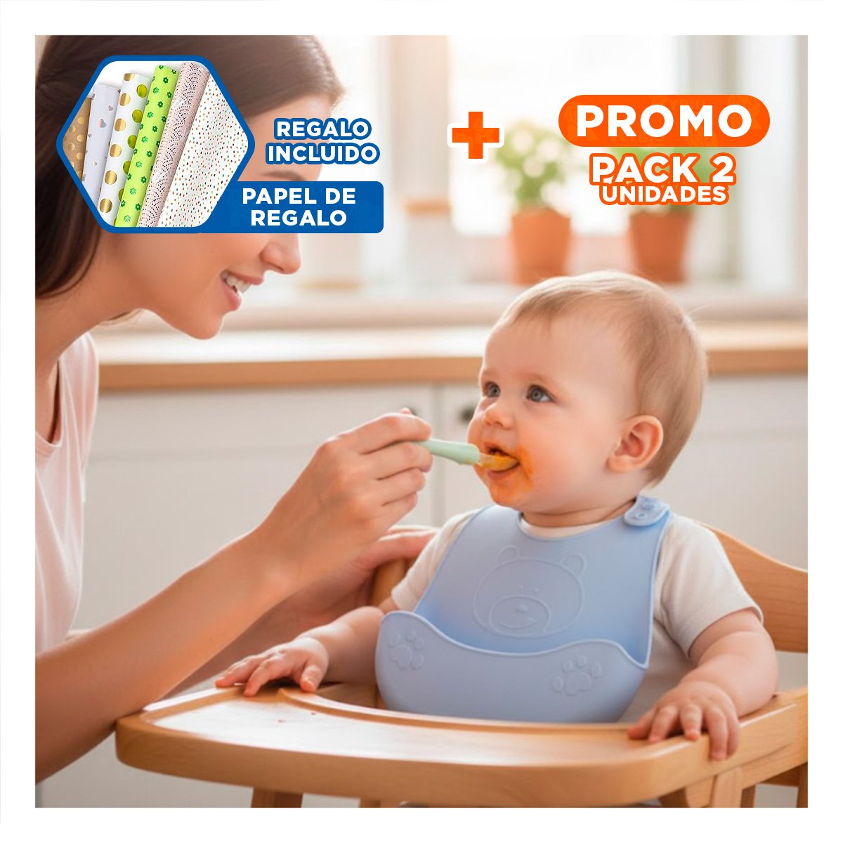 PACK2 PROTECTOR DE SILICONA CELESTE OSITO FACIL DE LIMPIAR Y+PAPEL REGALO - 1