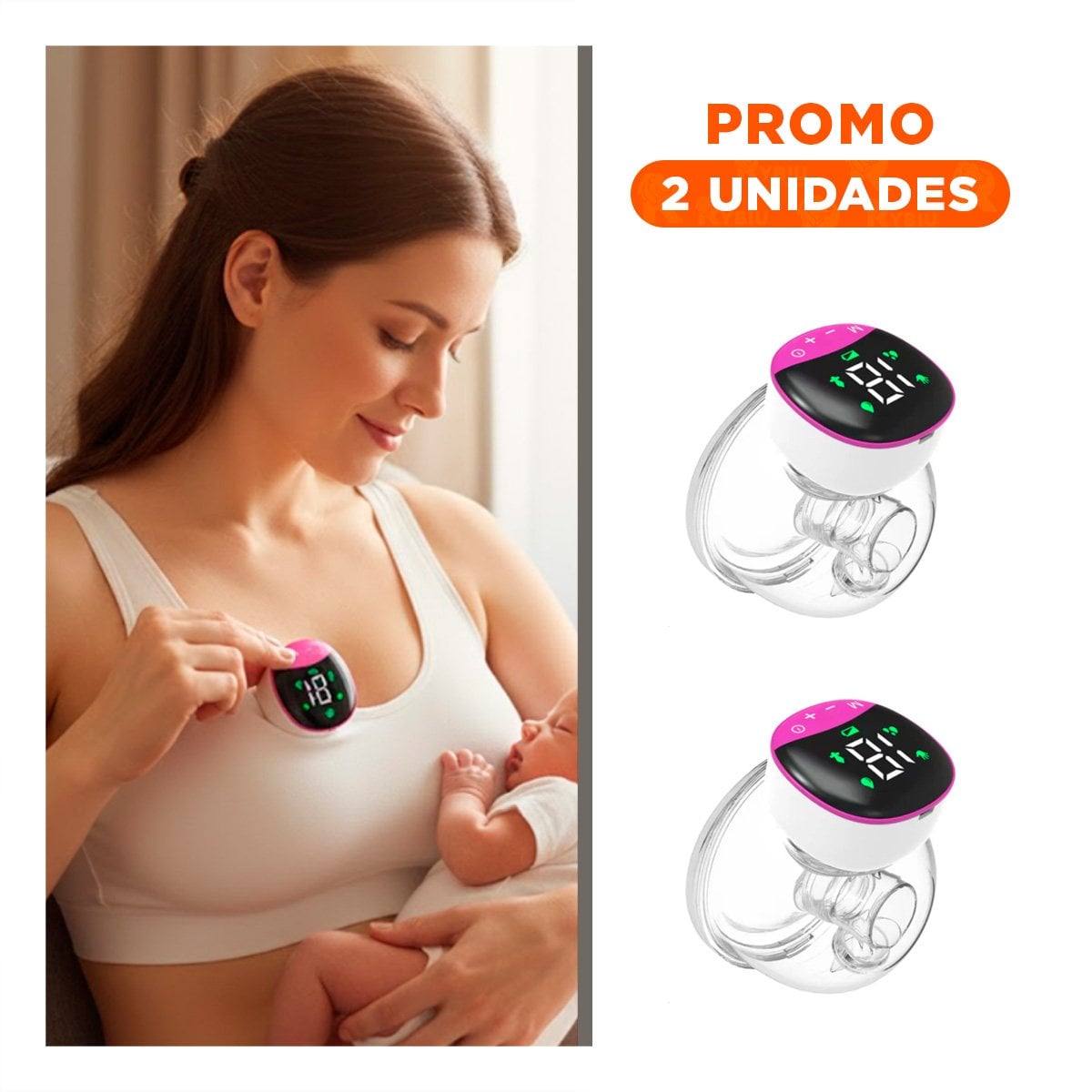 PACK2 DISPOSITIVO LACTANCIA ELECTRICO PORTATIL FUCSIA COMODO Y MOVIL PARA MAMA - 1