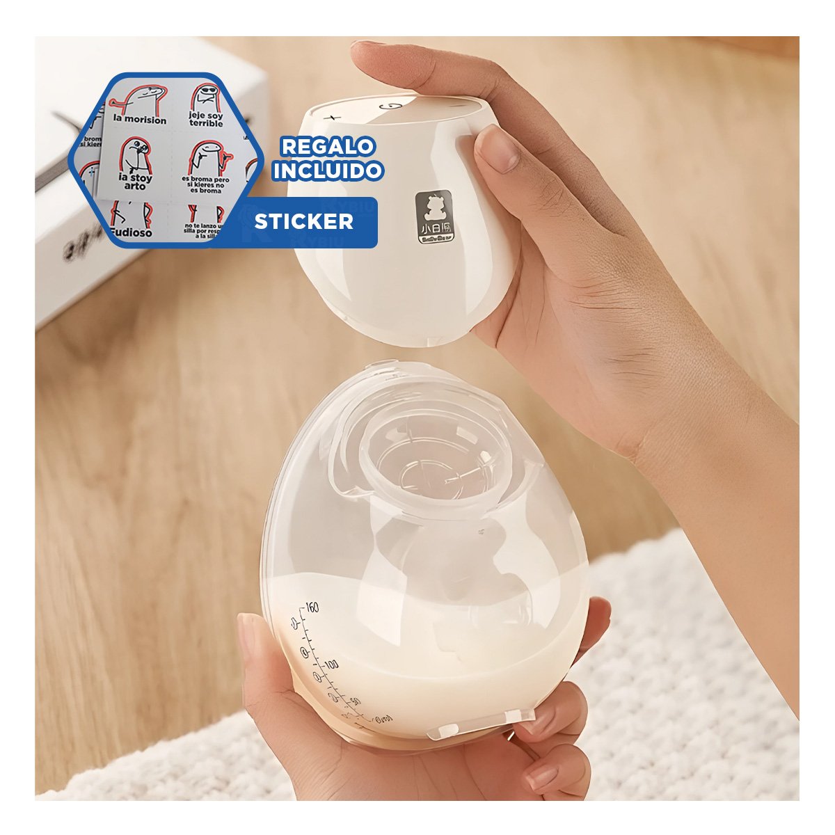 BOMBA PORTATIL ELECTRICA LECHE BLANCO FACIL Y LIGERA PARA USO DIARIO Y+REGALO STICKER - 1