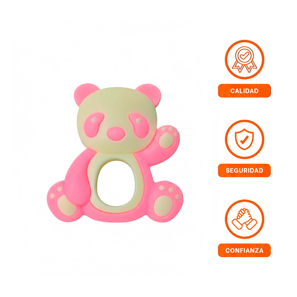 AGARRE DE SILICONA OSO ROSADO CLARO LIGERO Y HIGIENICO PARA BEBE - 3