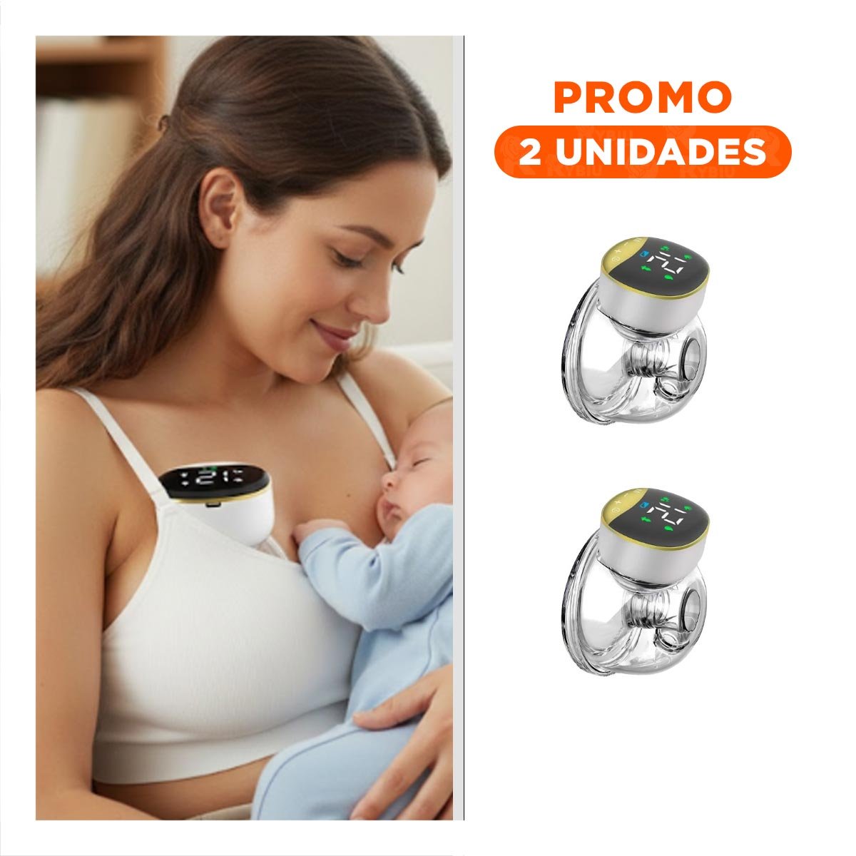 PACK2 EXTRACTOR LACTANCIA ELECTRICO PORTATIL DORADO MOVIL Y FACIL PARA USO - 1