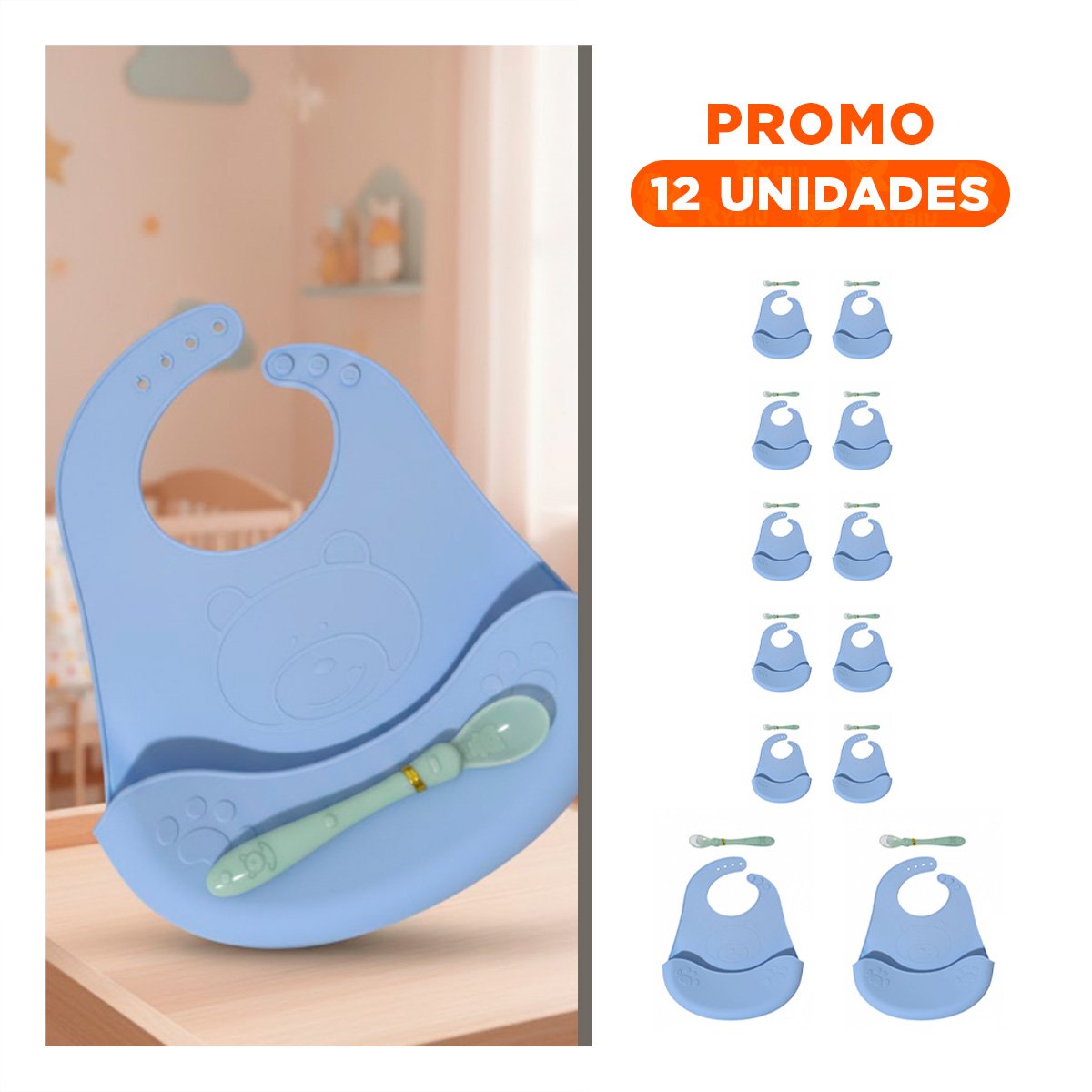 PACK12 PROTECTOR DE SILICONA CELESTE OSITO RESISTENTE Y DIVERTIDO Y+REGALO STICKER - 1
