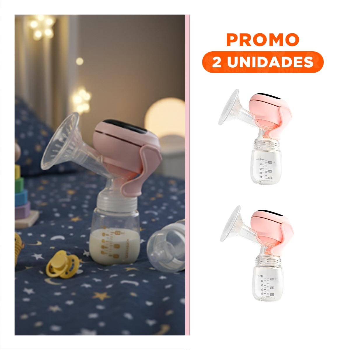 PACK2 UNIDAD PORTATIL ELECTRICO LECHE ROSADO MOVIL Y COMODO PARA MAMA - 1