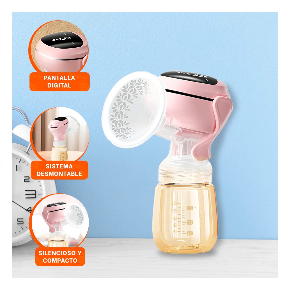 PACK2 EXTRACTOR MOVIL ELECTRICO LECHE ROSADO LIGERO Y COMODO PARA USO Y+PAPEL REGALO - 5