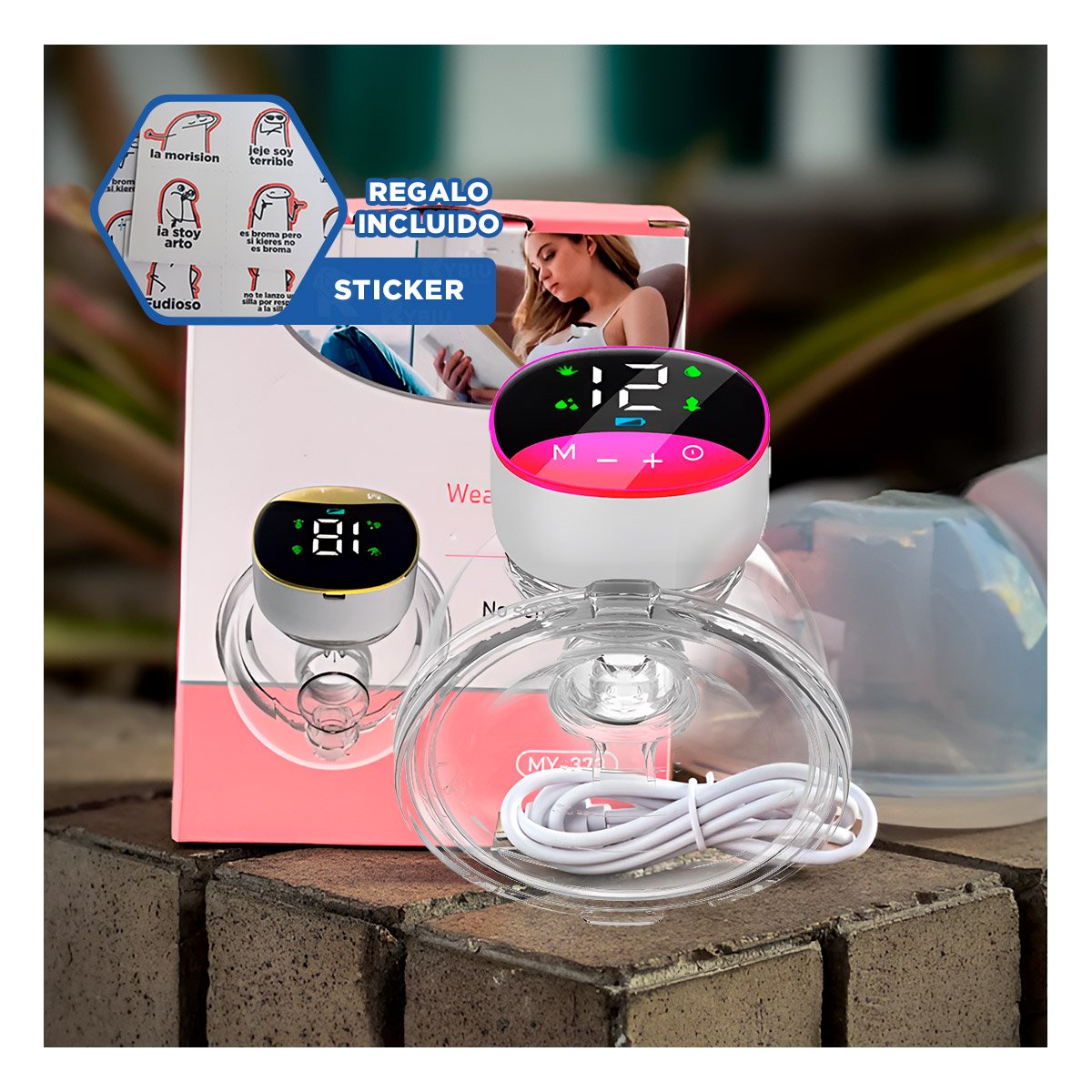 DISPOSITIVO PORTATIL ELECTRICO LECHE FUCSIA COMODO Y SEGURO PARA USO Y+REGALO STICKER - 1