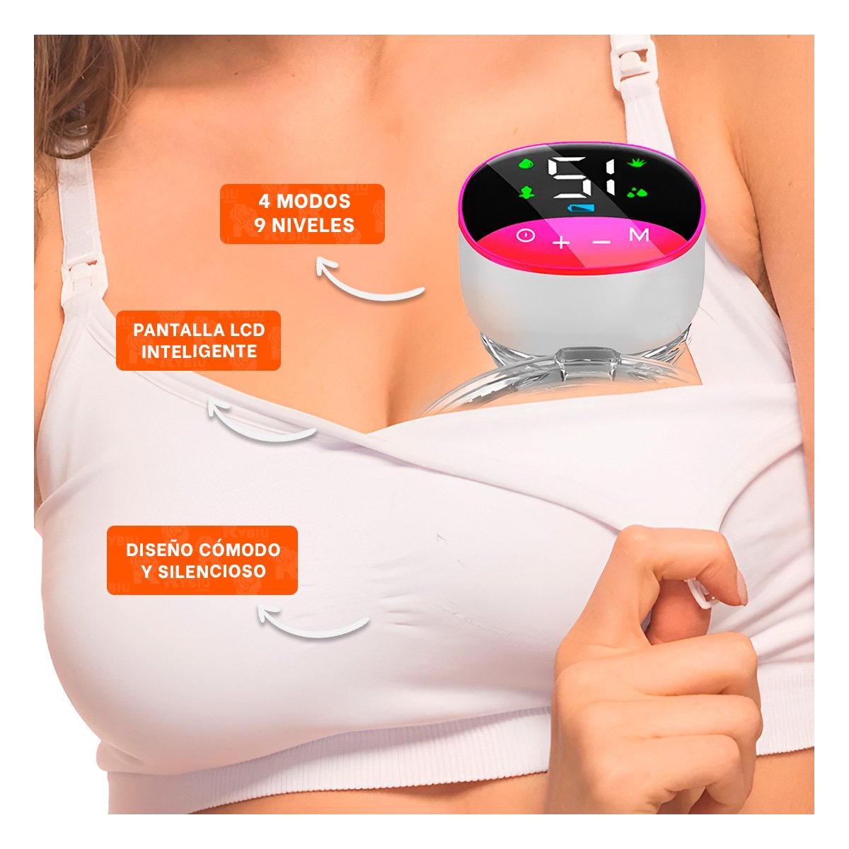 DISPOSITIVO PORTATIL ELECTRICO LECHE FUCSIA COMODO Y SEGURO PARA USO Y+REGALO STICKER - 5