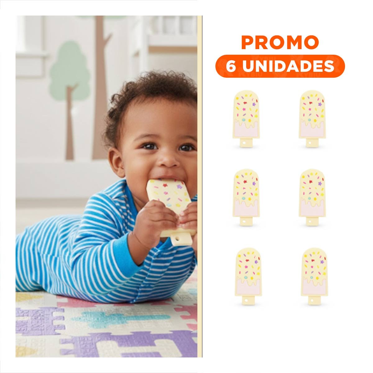 PACK6 ELEMENTO SENSORIAL INFANTIL CON TEXTURA FLEXIBLE AMARILLO CLARO - 1