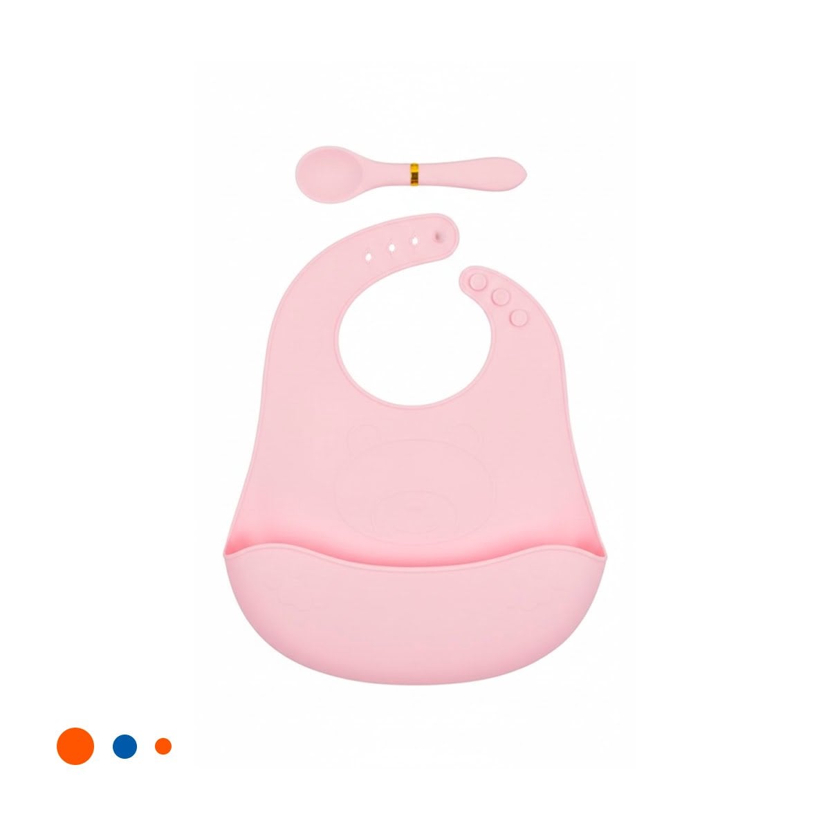 GUARDAPECHOS CON CUCHARA DE SILICONA ROSADO OSITO HIGIENICO Y FACIL Y+PAPEL REGALO - 1