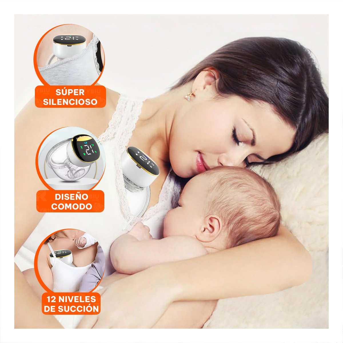 EXTRACTOR PORTATIL ELECTRICO LECHE DORADO COMODO Y MOVIL PARA MAMA Y+PAPEL REGALO - 5
