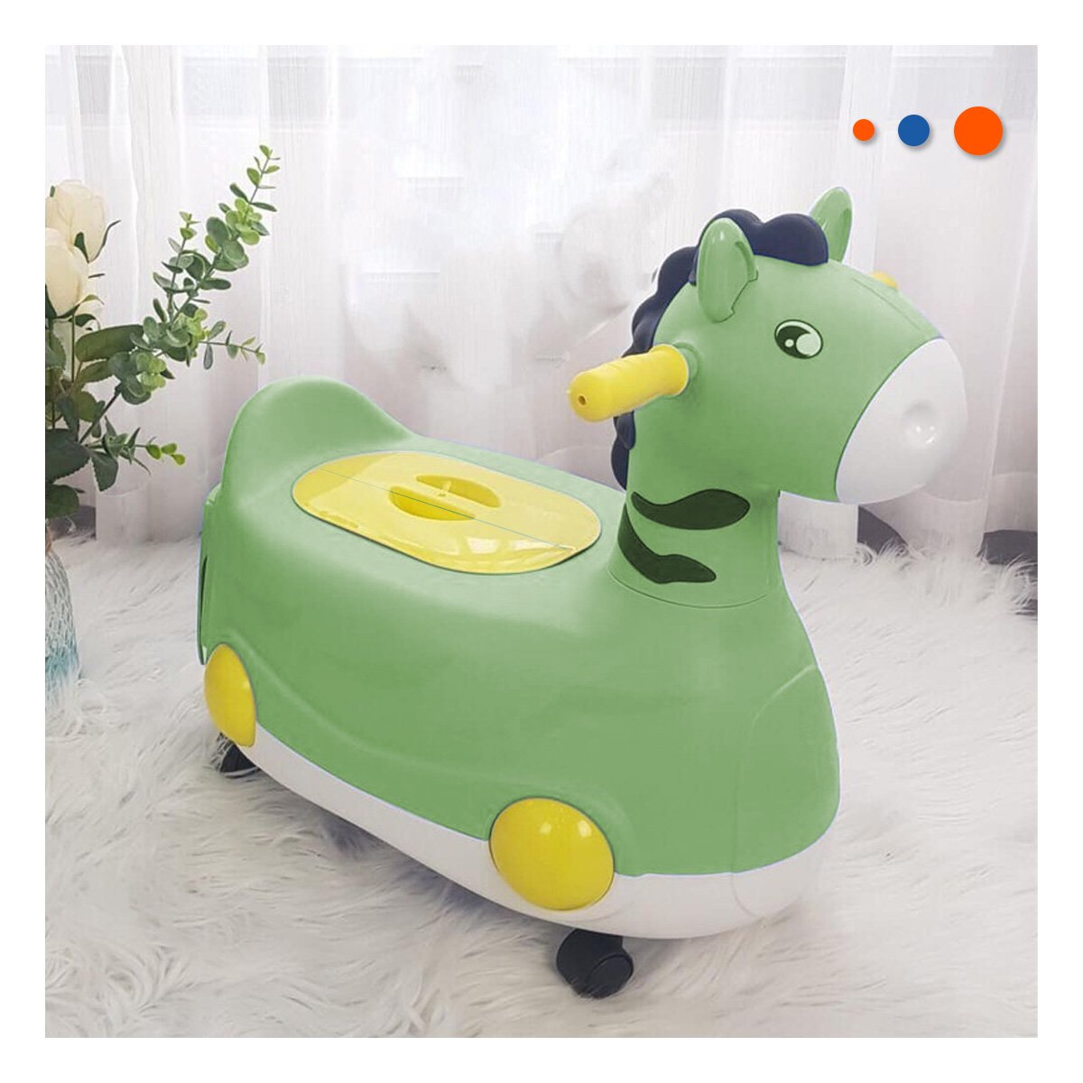 PACK2 CUBETA COMODA JIRAFA CON RUEDAS VERDE MOVIL Y FACIL DE USAR Y+PAPEL REGALO - 2