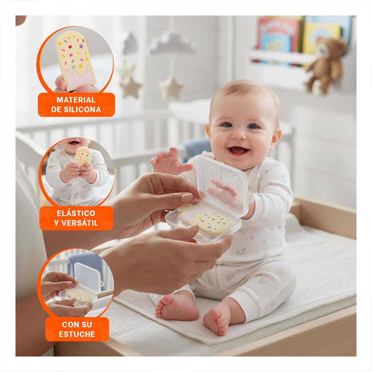 RASCAENCIAS INFANTIL CON TEXTURA SUAVE AMARILLO CLARO Y+PAPEL REGALO - 5