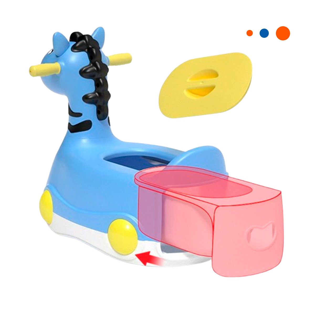 CONTENEDOR COMODO JIRAFA CON RUEDAS AZUL FACIL Y SEGURO PARA USO Y+REGALO STICKER - 3