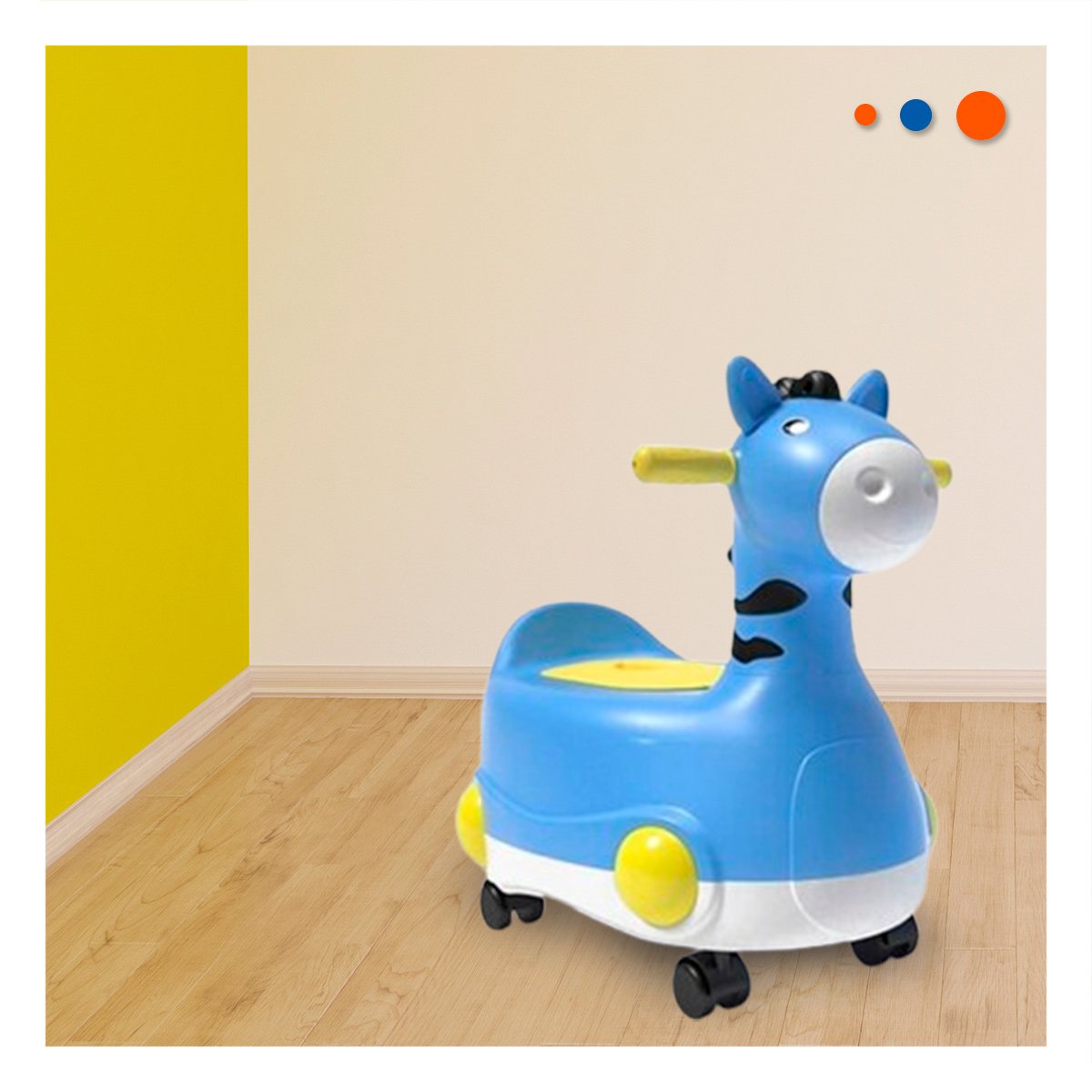 CONTENEDOR COMODO JIRAFA CON RUEDAS AZUL FACIL Y SEGURO PARA USO Y+REGALO STICKER - 5