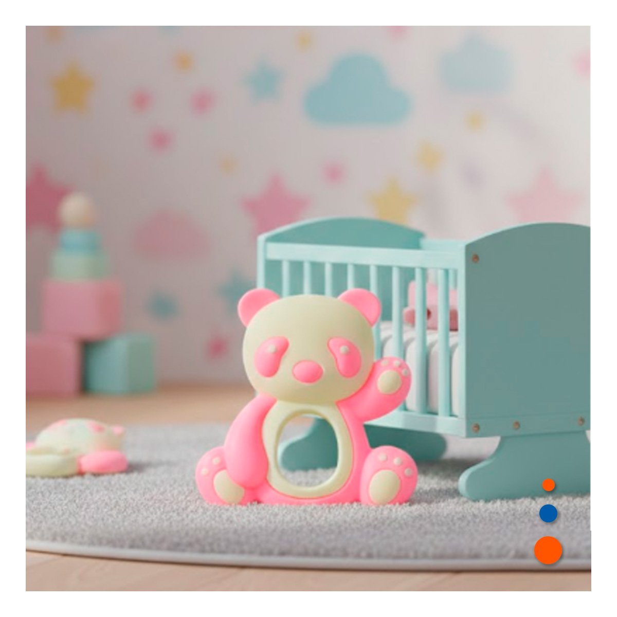 PACK6 JUGUETE DE SILICONA OSO ROSADO CLARO RESISTENTE Y DIVERTIDO PARA BEBE Y+REGALO STICKER - 5